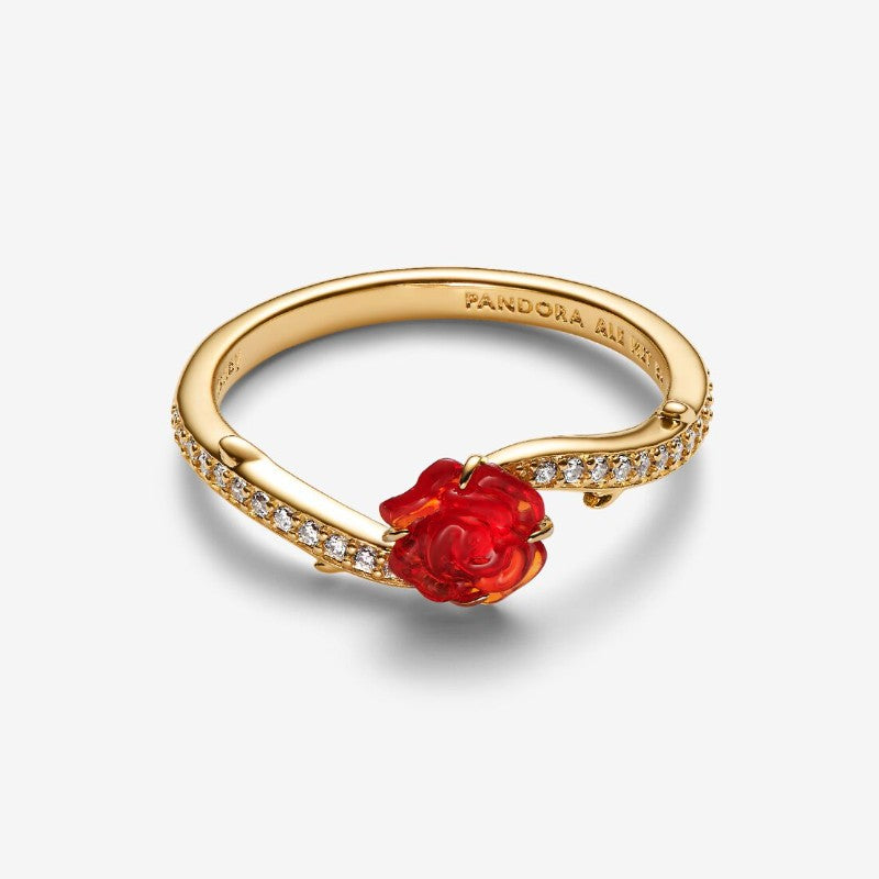 Anello Rosa Incantata Vetro di Murano, Disney, La Bella e La Bestia