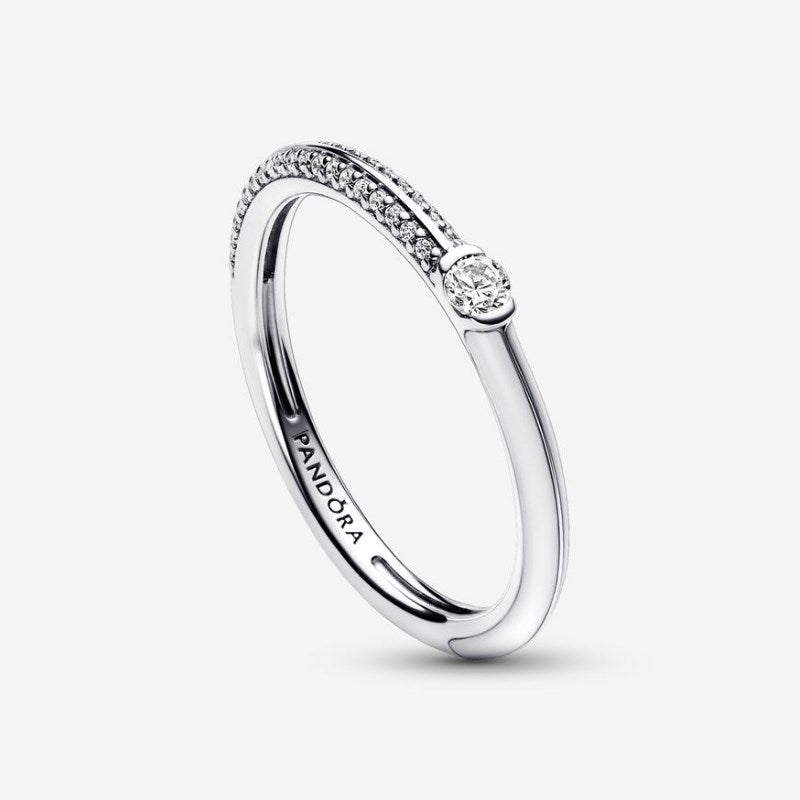 Anello Pietre Luminose & Smalto Bianco Pandora ME