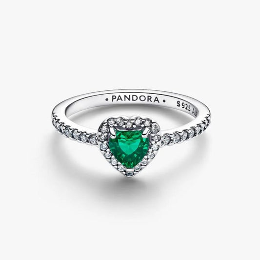 Anello Cuore in Rilievo Verde Scuro