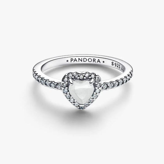 Anello Cuore in Rilievo Bianco