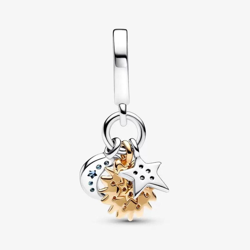 Charm Pendente Stella, Sole e Luna