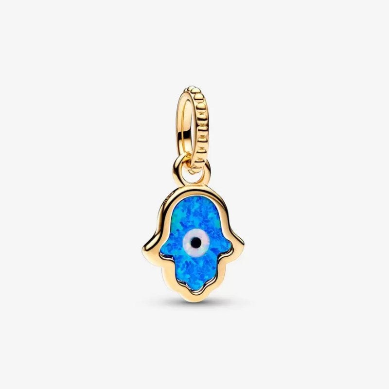 Hand of Fatima Blue Opal Pendant Charm
