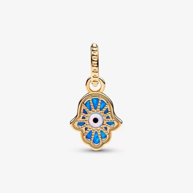 Hand of Fatima Blue Opal Pendant Charm