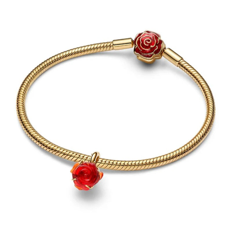 Charm pendente rosa incantata, Disney, La Bella e la Bestia