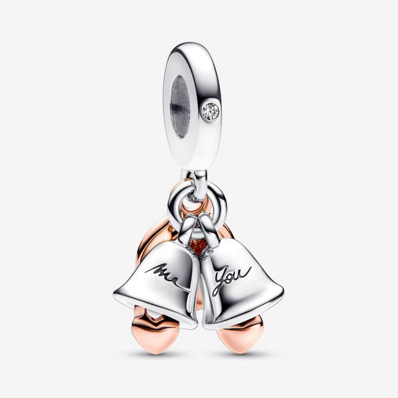 "Just Married" Wedding Bells Pendant Charm