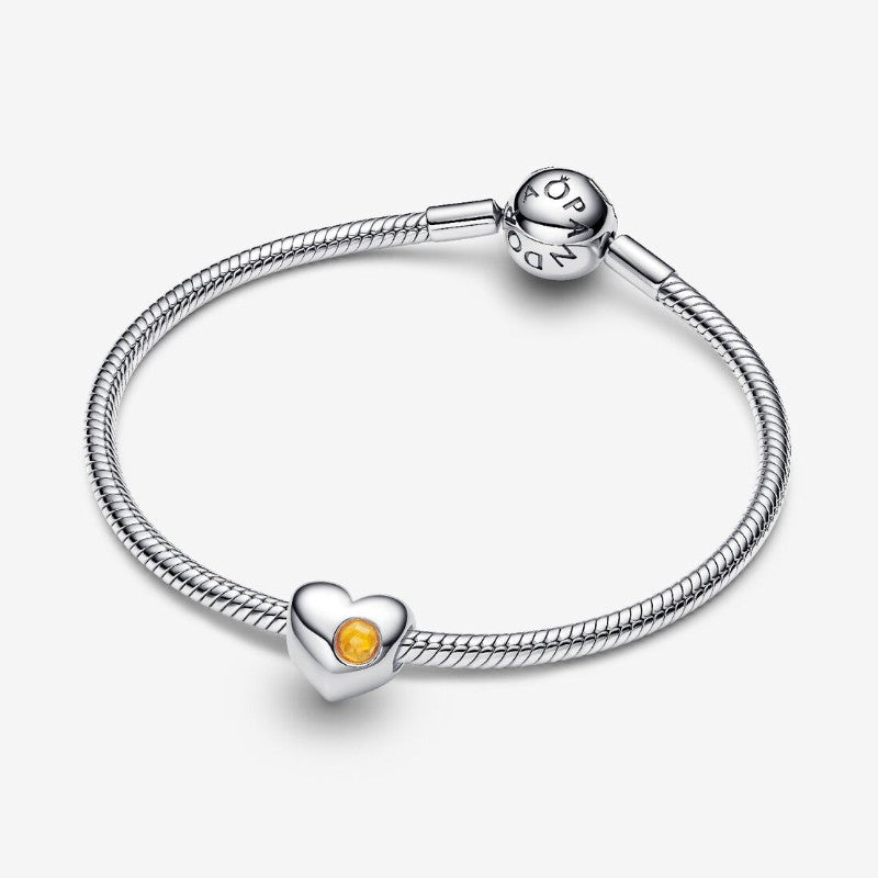 Charm Cuore con Pietra Miele Novembre da incidere