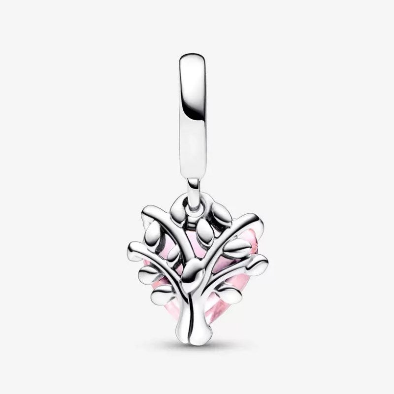 Charm colgante de árbol genealógico rosa