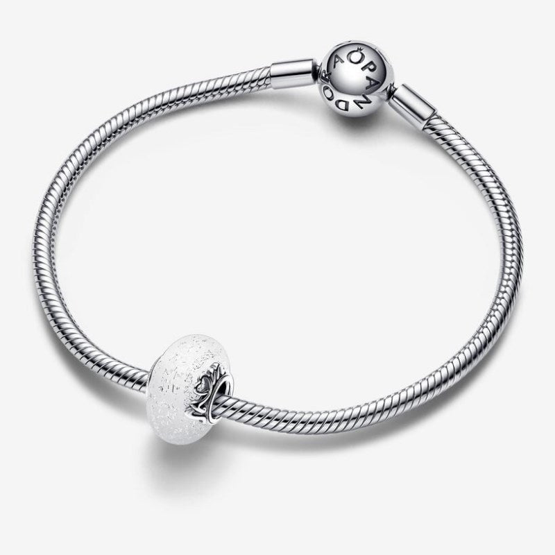 Charm de cristal de Murano blanco Mamá y Amor