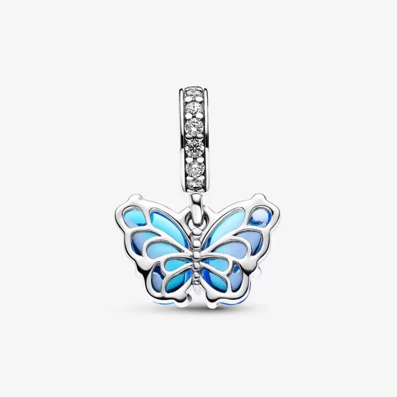 Blue Murano Glass Butterfly Pendant Charm