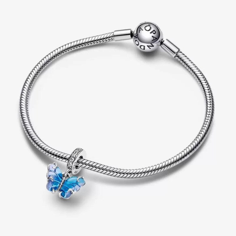 Blue Murano Glass Butterfly Pendant Charm