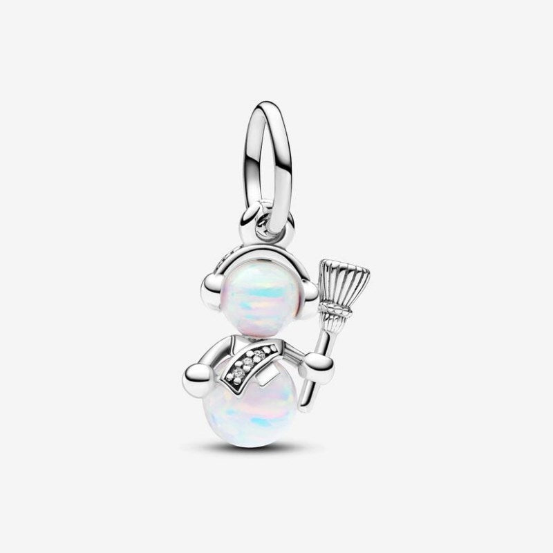 Charm Pendente Pupazzo di Neve Opale