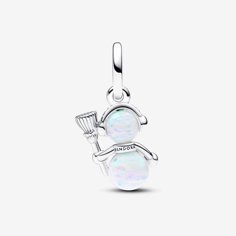 Charm Pendente Pupazzo di Neve Opale