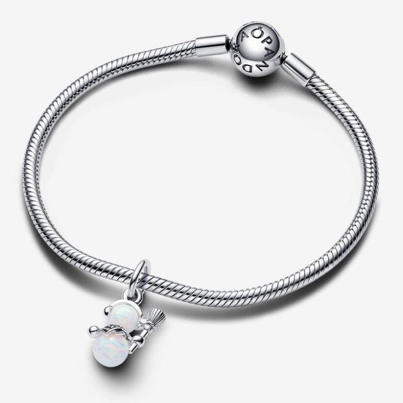 Charm Pendente Pupazzo di Neve Opale
