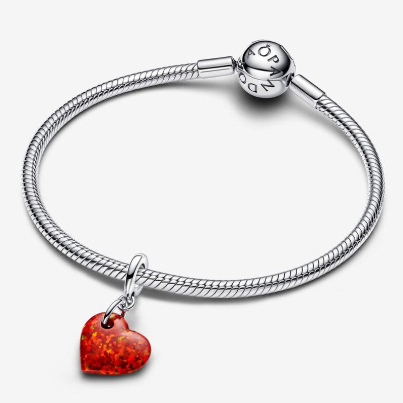 Charm Pendente Cuore Opale Rosso