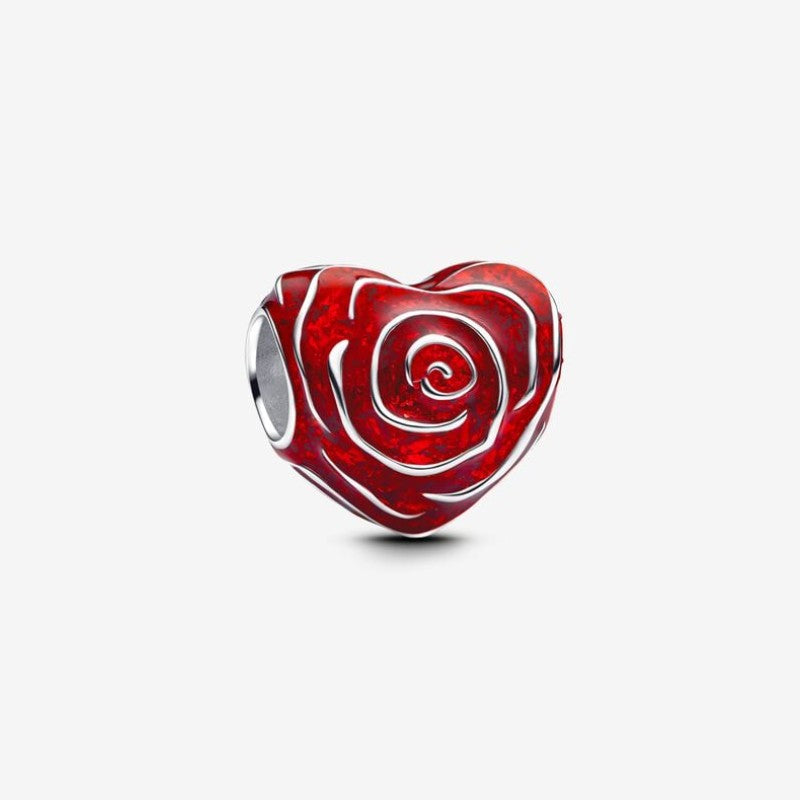 Charm Cuore di Rosa Rossa
