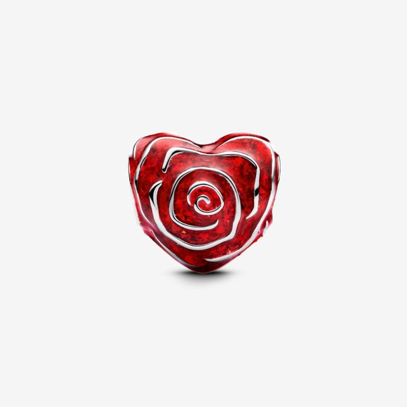 Charm Cuore di Rosa Rossa