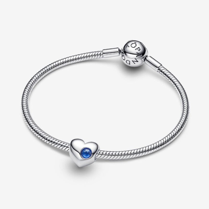 Charm Cuore con Pietra Blu Settembre da Incidere