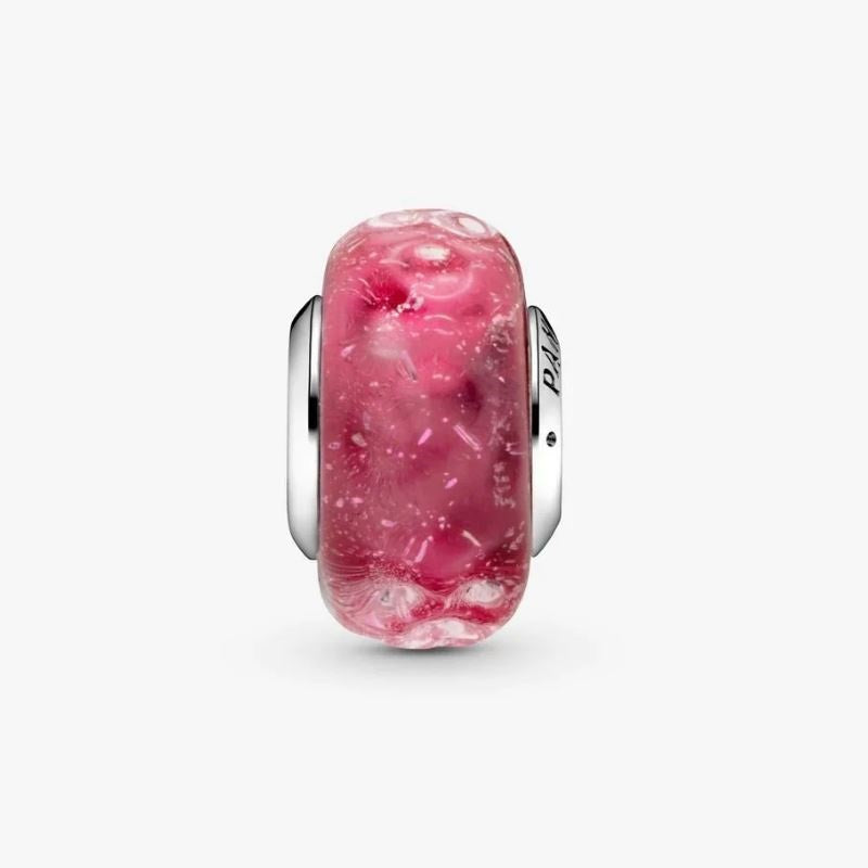 Charm de cristal de Murano rosa con ondas