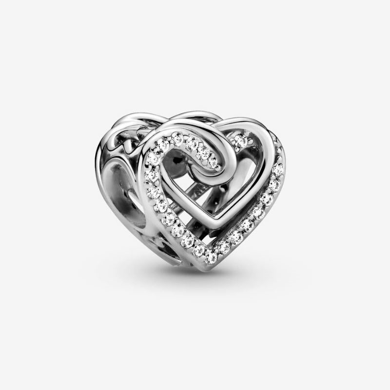 Charm Cuori intrecciati scintillante