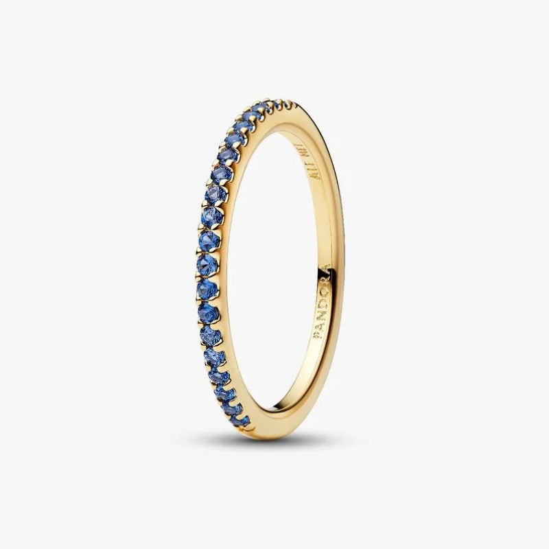 Anello Pavè Fascia Sottile Blu