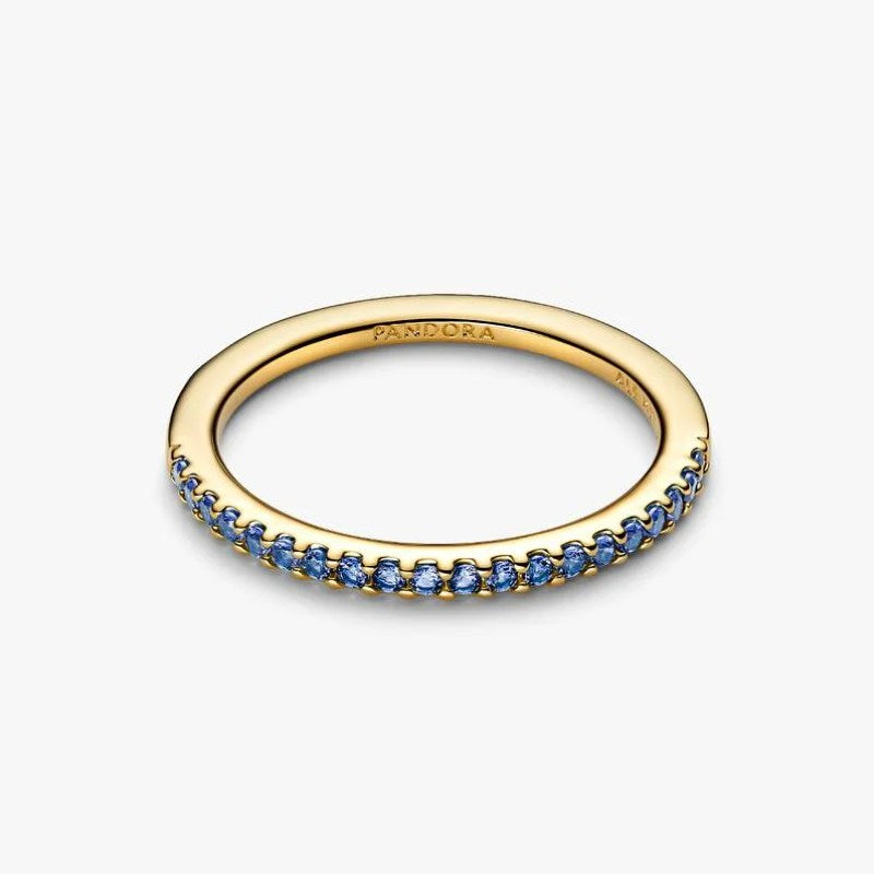 Anello Pavè Fascia Sottile Blu