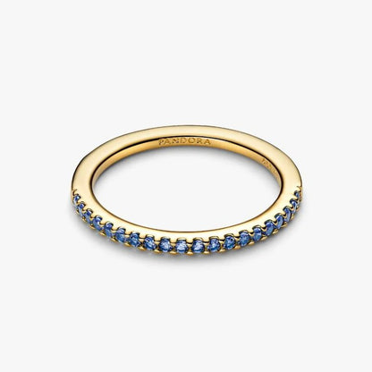 Anello Pavè Fascia Sottile Blu