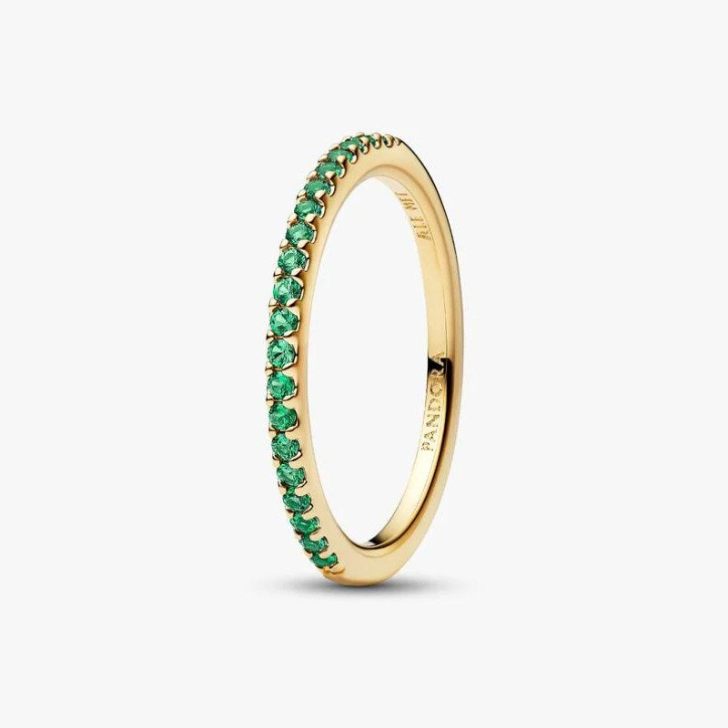 Anello Pavè Fascia Sottile verde