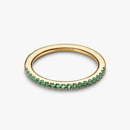 Anello Pavè Fascia Sottile verde