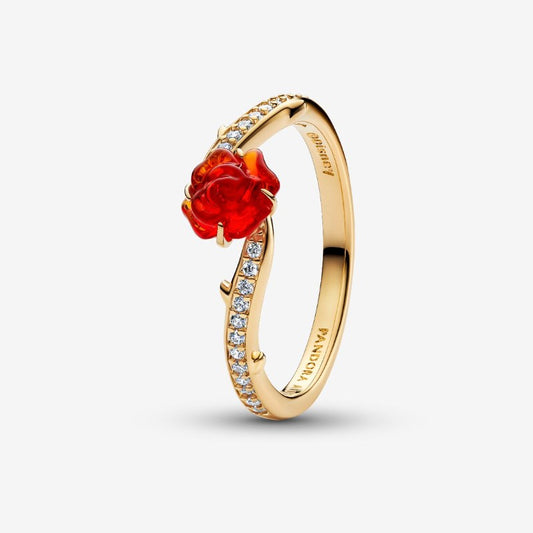 Anello Rosa Incantata Vetro di Murano, Disney, La Bella e La Bestia