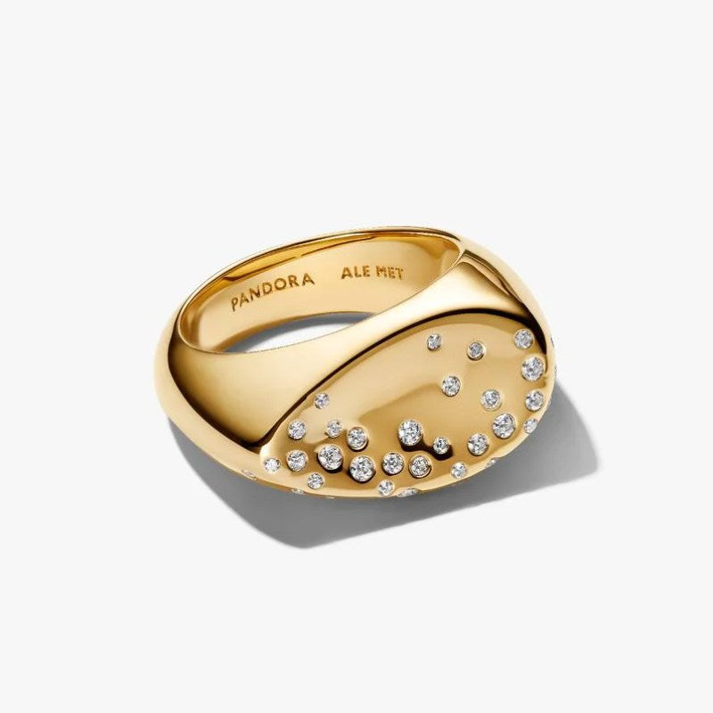 Anello Sigillo Grande con Pietre Luminose