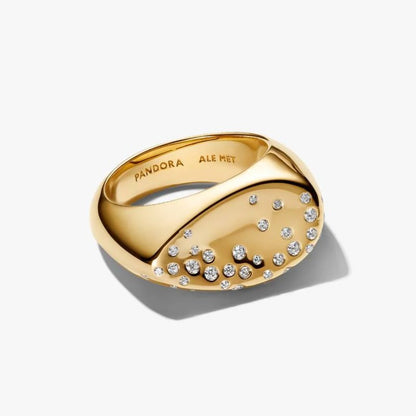 Anello Sigillo Grande con Pietre Luminose
