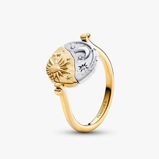 Anello Medallion Sole e Luna "Per Aspera Ad Astra" Reversibile