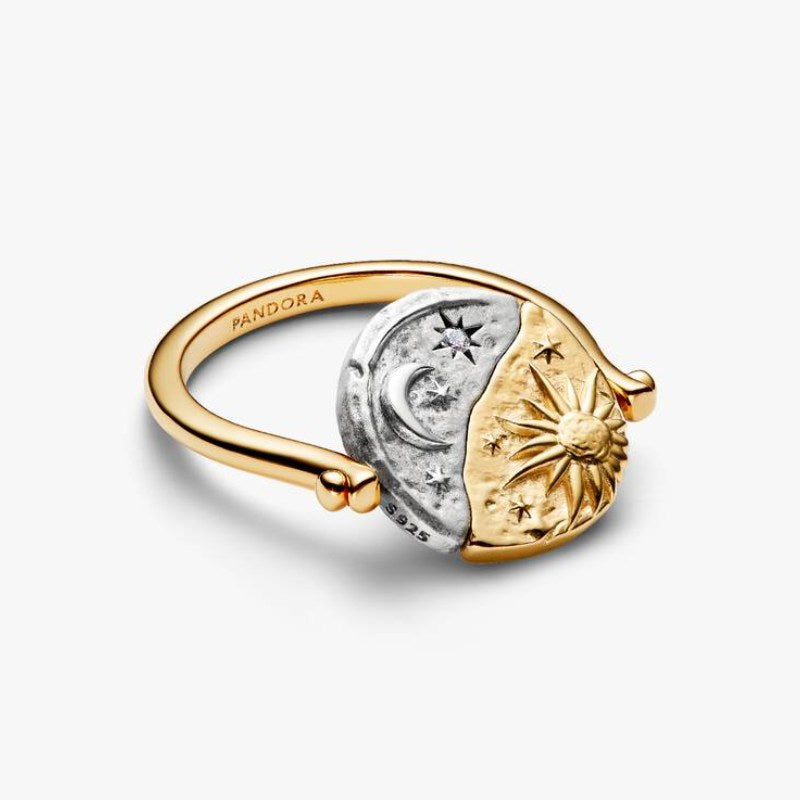 Anello Medallion Sole e Luna "Per Aspera Ad Astra" Reversibile