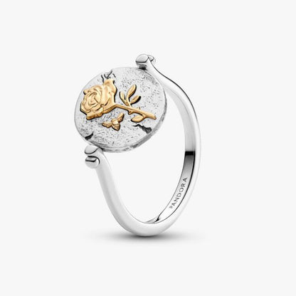 Anello Medallion Rosa "Rosa Inter Spinas Crescit" Reversibile