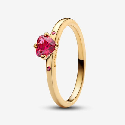 Anello Solitario Cuore Rosso