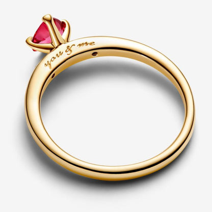 Anello Solitario Cuore Rosso