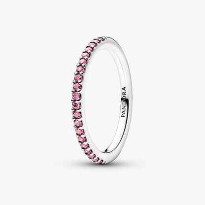 Anello Pavè Fascia Sottile Rosa