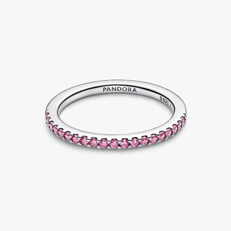 Anello Pavè Fascia Sottile Rosa