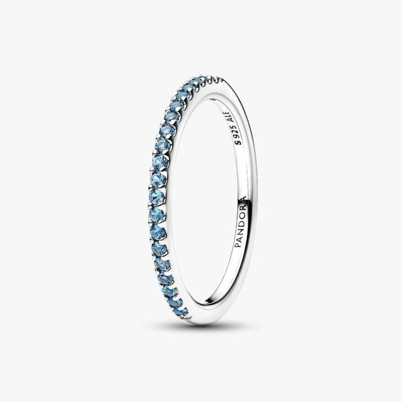 Anello Pavè Fascia Sottile Azzurro