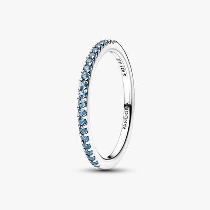 Anello Pavè Fascia Sottile Azzurro