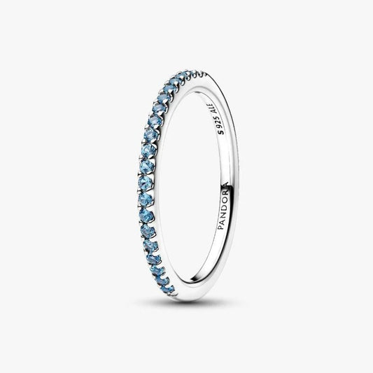 Anello Pavè Fascia Sottile Azzurro