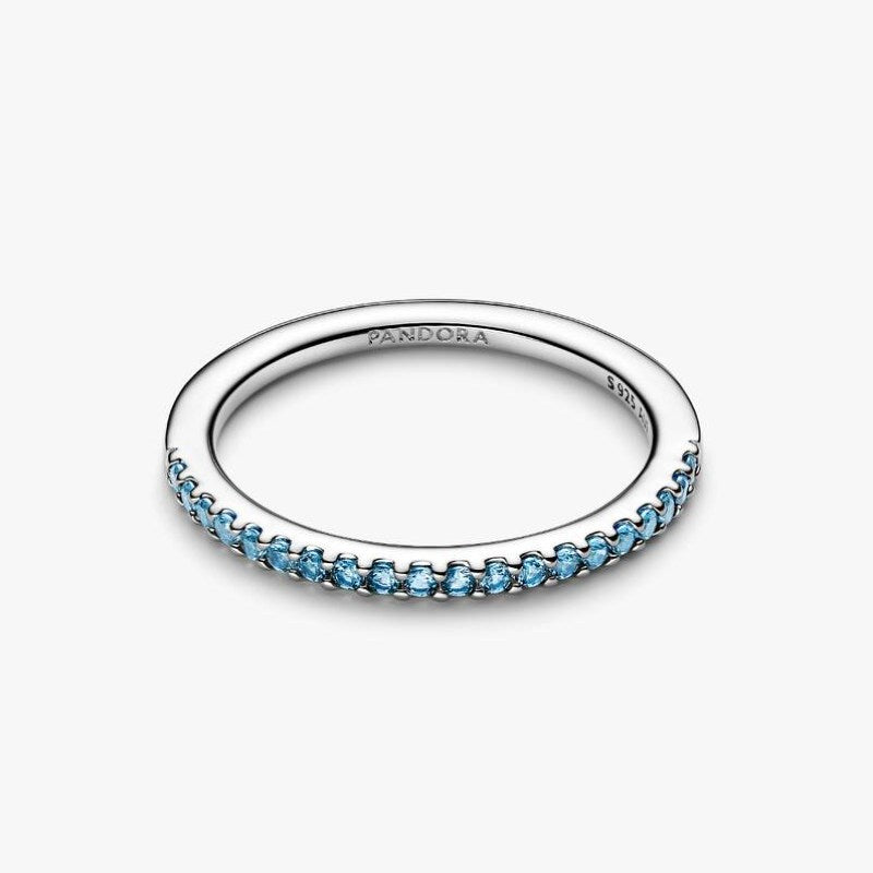 Anello Pavè Fascia Sottile Azzurro