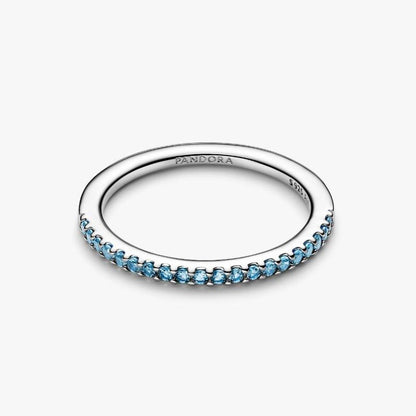 Anello Pavè Fascia Sottile Azzurro