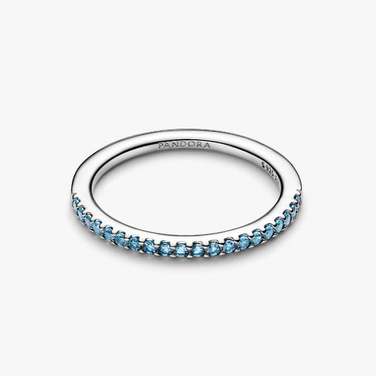 Anello Pavè Fascia Sottile Azzurro