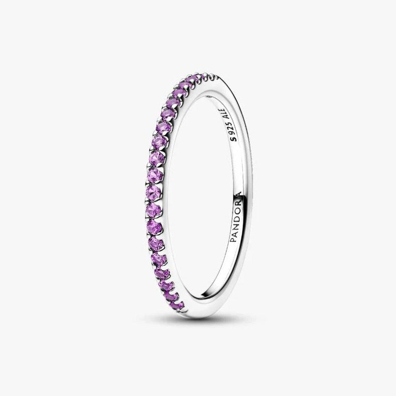 Anello Pavè Fascia Sottile Viola