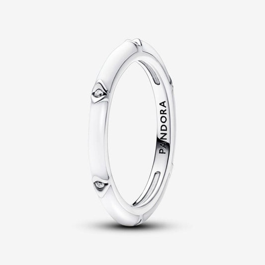 White Enamel Ring with Luminous Stones Pandora ME