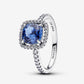 Anello Punto Luce Quadrato Blu Grande