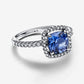 Anello Punto Luce Quadrato Blu Grande