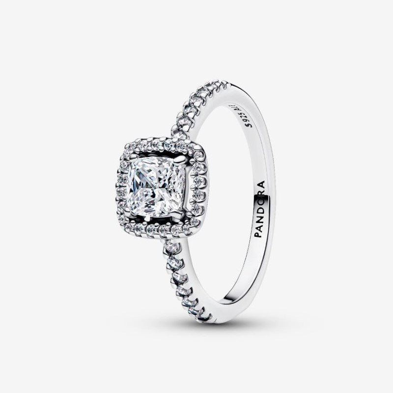 Anello Punto Luce Quadrato e Pavè