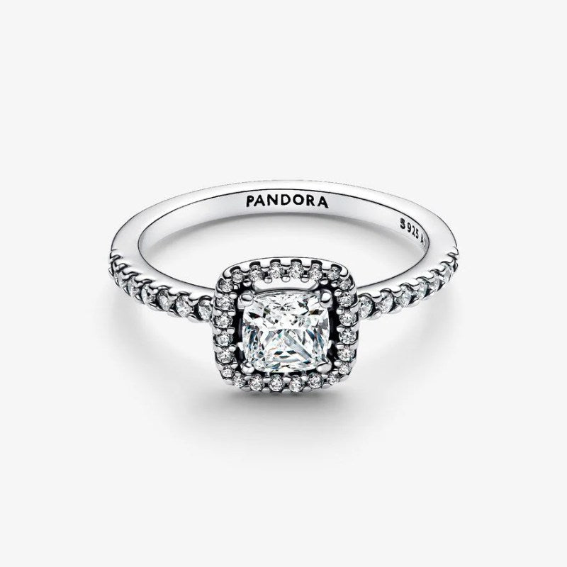 Anello Punto Luce Quadrato e Pavè